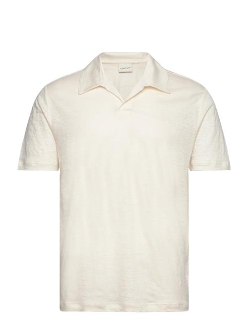 Se GANT Linen Ss Polo GANT Cream ved Booztlet