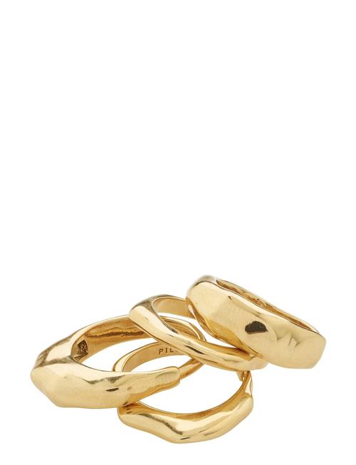 Se Pilgrim Asher Recycled Rings 4-In-1 Set Pilgrim Gold ved Booztlet