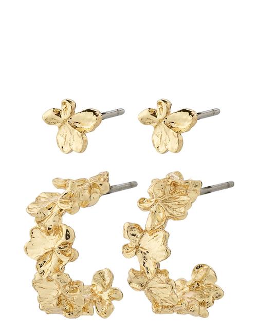 Se Pilgrim Zhuri Recycled Earrings 2-In-1 Set Pilgrim Gold ved Booztlet