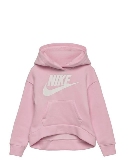 Se Nike Nike Club Fleece High-Low Pullover Hoodie Nike Pink ved Booztlet