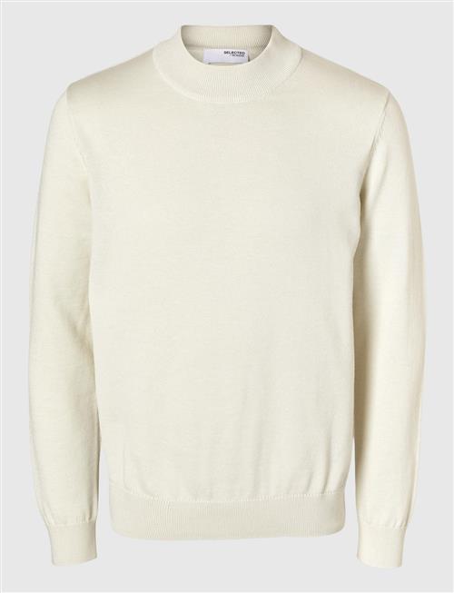 Se Selected Homme Slhrobert Ls Knit Mock Neck Selected Homme Cream ved Booztlet