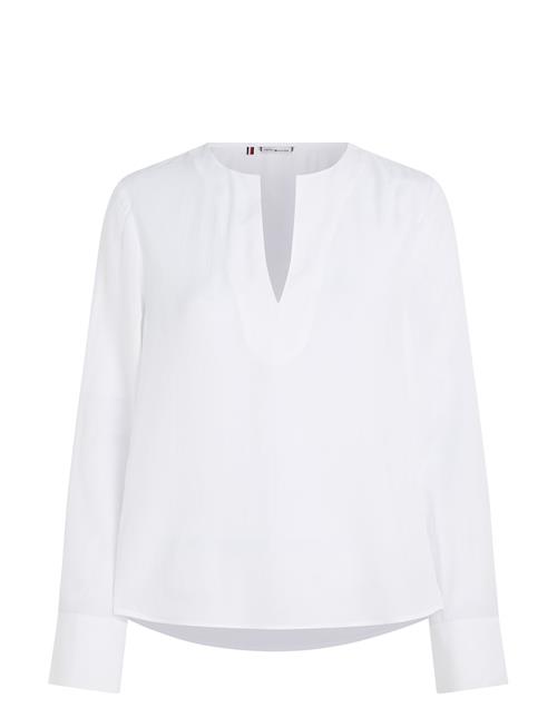 Se Tommy Hilfiger Viscose Crepe V-Neck Blouse Tommy Hilfiger White ved Booztlet