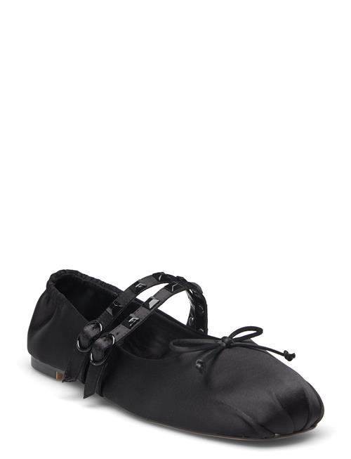 Mango Satin Ballet Flats With Studs Mango Black