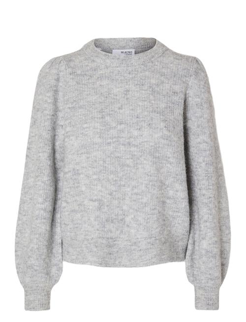 Selected Femme Slflulu Ls Knit Rib O-Neck Noos Selected Femme Grey