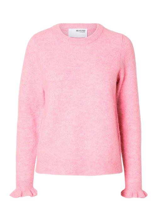 Se Selected Femme Slflulu Ls Knit Frill Cuff O-Neck Noos Selected Femme Pink ved Booztlet