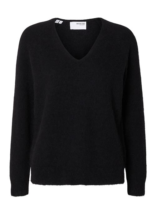 Slflulu New Ls Knit V-Neck B Noos Selected Black