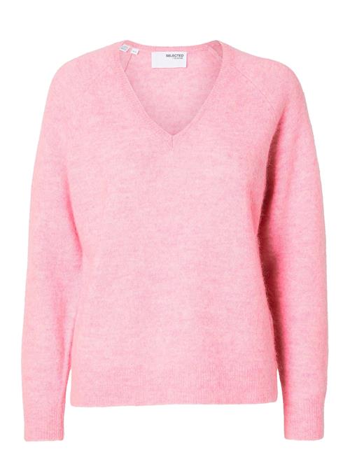 Se Selected Femme Slflulu New Ls Knit V-Neck B Noos Selected Femme Pink ved Booztlet