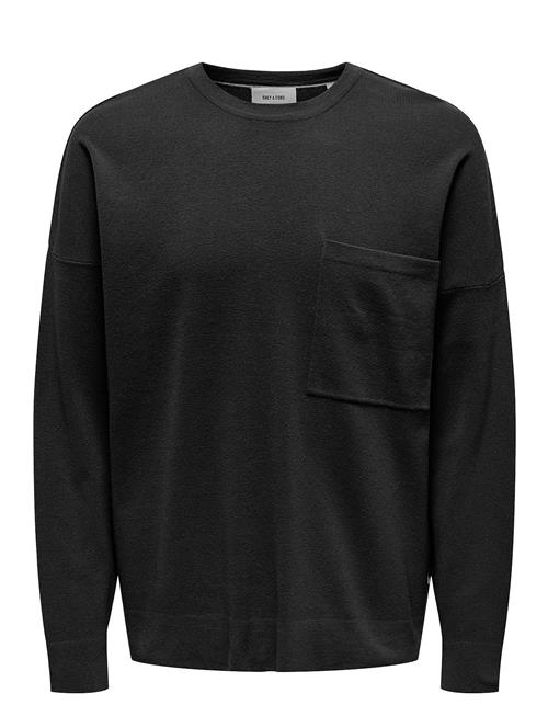 ONLY & SONS Onslamai Ovz 12 Ls Pocket Crew Knit ONLY & SONS Black