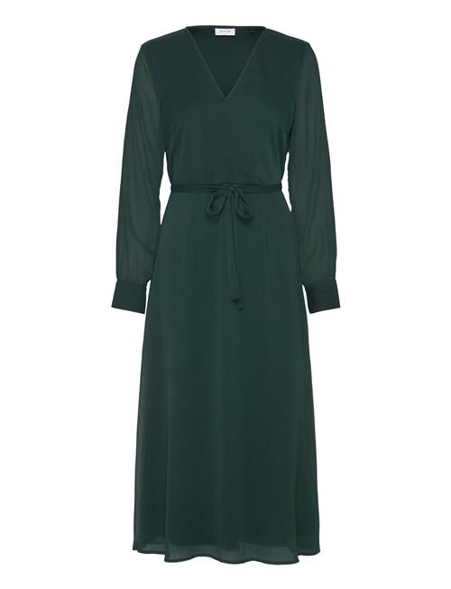 Se Vila Vifalia V-Neck L/S Midi Dress - Noos Vila Green ved Booztlet