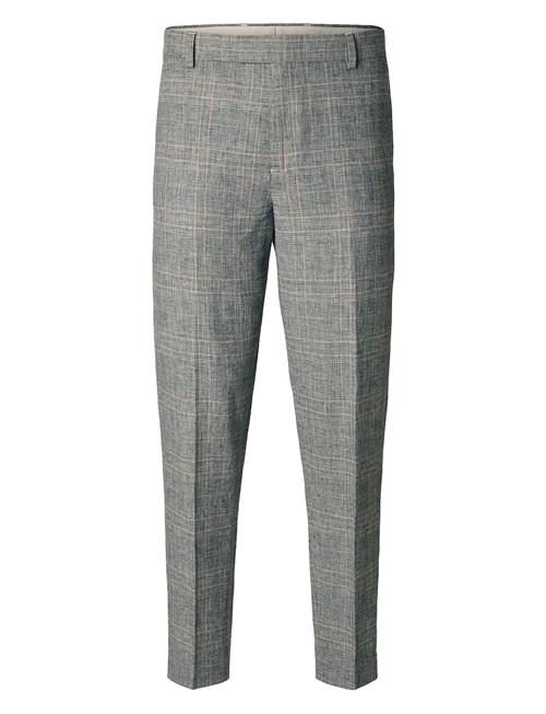 Slhtape-Kane Linen Check Trs Selected Grey