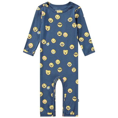 Se Molo GOTS Fenez Heldragt Pixel Smiles | Blå | 92 cm ved Babyshop