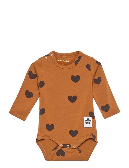 Se Mini Rodini Basic Hearts Ls Body Tencel™ Mini Rodini Brown ved Booztlet