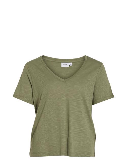 Vila Vinova V-Neck S/S Top-Noos Vila Khaki