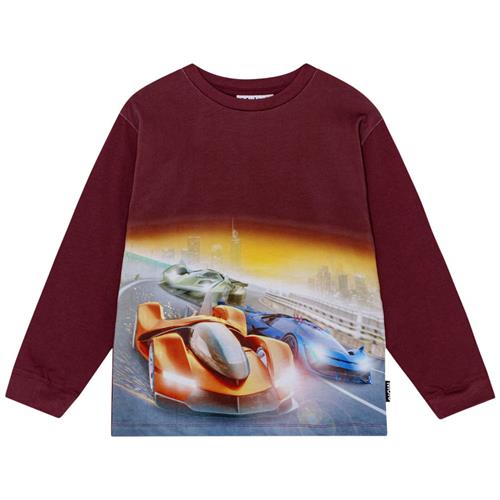 Se Molo GOTS Rube Langærmet T-shirt Fast Game | Rød | 98 cm ved Babyshop