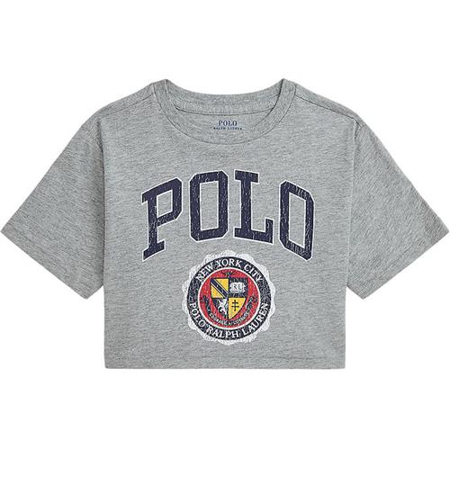 Se Polo Ralph Lauren Polo Ralph Lauren T-shirt - Cropped - GrÃ¥meleret m. Print ved KidsWorld