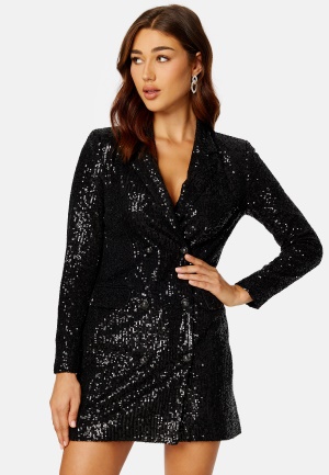 FOREVER NEW Jordan Sequin Blazer Dress Black 34