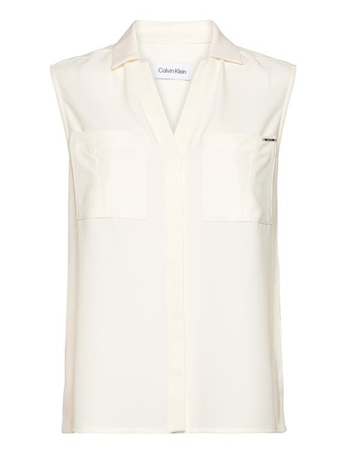 Calvin Klein Pocket Blouse Sleeveless Calvin Klein Cream