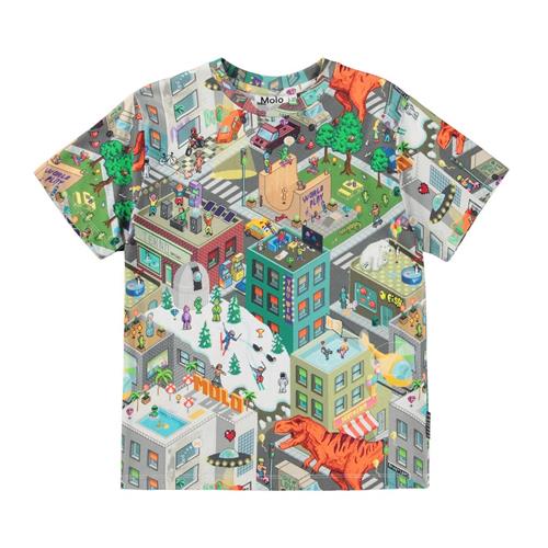 Se Molo GOTS Rodney T-shirt Pixelhagen | Grå | 98 cm ved Babyshop