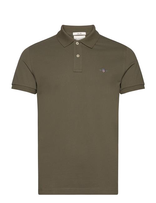 Se GANT Slim Shield Ss Pique Polo GANT Khaki ved Booztlet