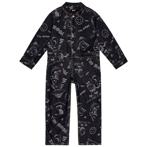 Se Molo Ayo Jumpsuit Comic Jacquard | Sort | 122/128 cm ved Babyshop