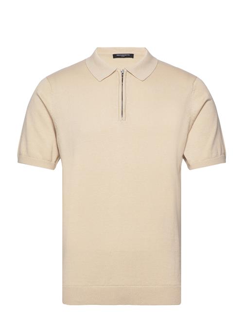 French Connection Zip Neck Ss Polo French Connection Beige