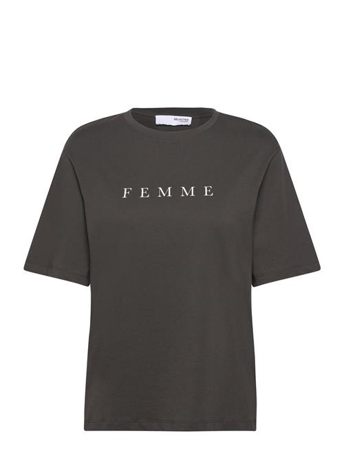 Selected Femme Slfvilja Ss Printed Tee W Noos Selected Femme Grey