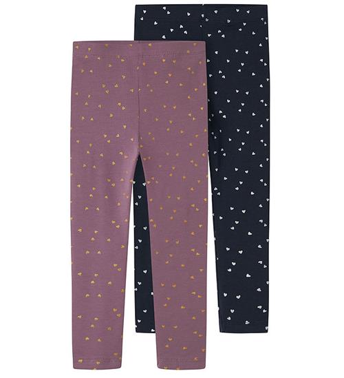 Se Name It Leggins - 2-pak - NmfVivian - Arctic Dusk/Dark Saphire ved KidsWorld