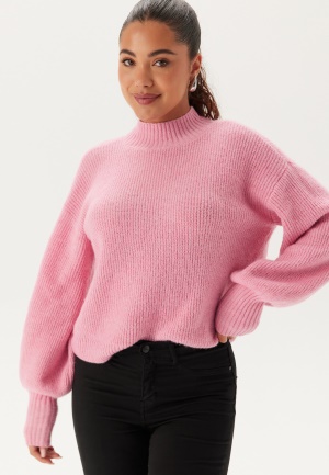 Se BUBBLEROOM Turtleneck Knitted Sweater Pink 4XL ved Bubbleroom