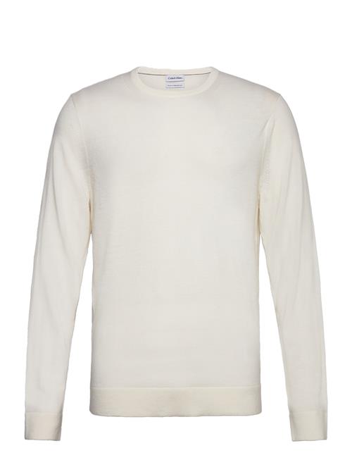 Se Calvin Klein Merino Rws Crew Neck Sweater Calvin Klein Cream ved Booztlet