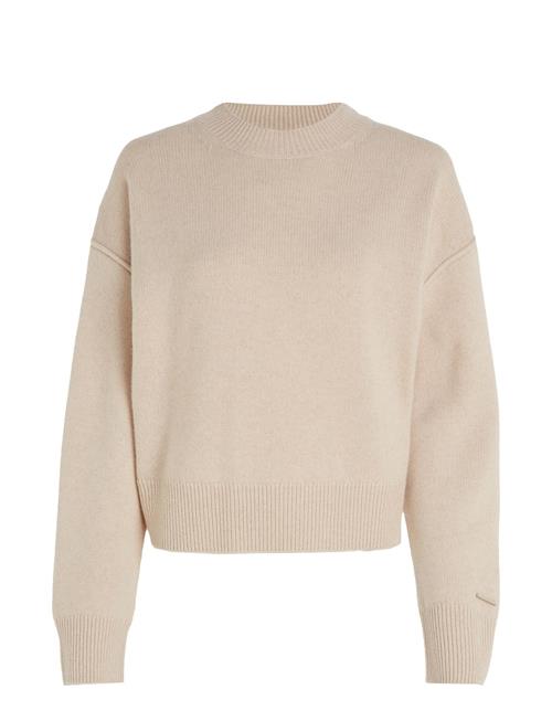 Se Calvin Klein Cashmere Blend Crewneck Sweater Calvin Klein Beige ved Booztlet