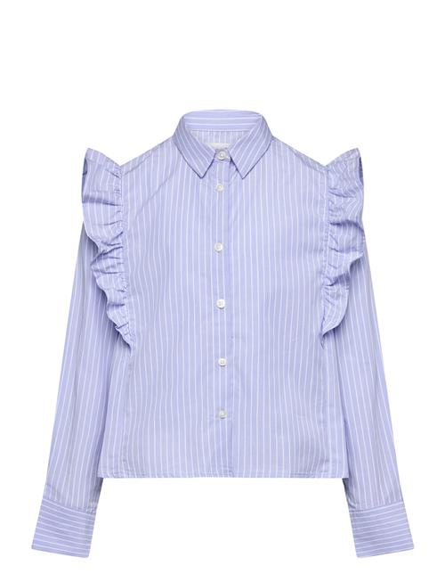 Ruffled Cotton Shirt Mango Blue