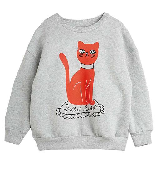 Mini Rodini Mini Rodini Sweatshirt - Cat - Grey Melange