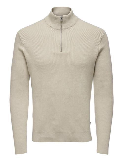 Se ONLY & SONS Onsphil Reg 12 Struc Half Zip Knit Noos ONLY & SONS Cream ved Booztlet