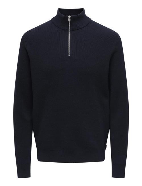 Se ONLY & SONS Onsphil Reg 12 Struc Half Zip Knit Noos ONLY & SONS Navy ved Booztlet