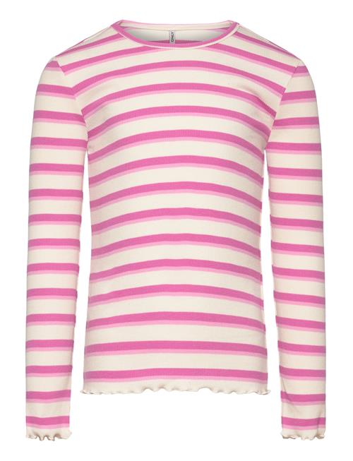 Se Kids Only Kmgevig L/S Rib Top O-Neck Jrs Kids Only Pink ved Booztlet