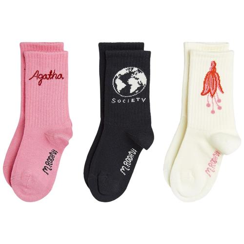 Se Mini Rodini 3-pak GOTS Agatha Strømper Multifarvede | Lyserød | 13-15 EU ved Babyshop