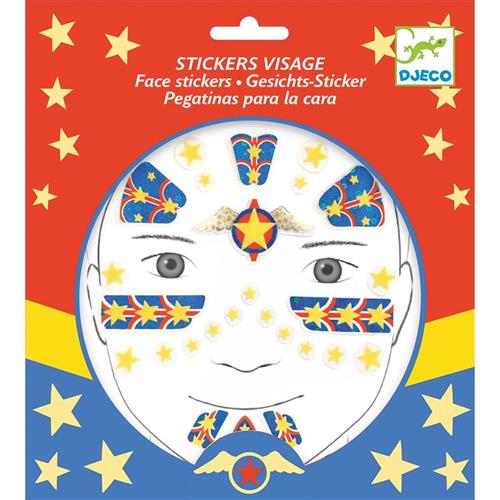 Djeco Super Hero Face Klistermærker | Blå | 3-6
