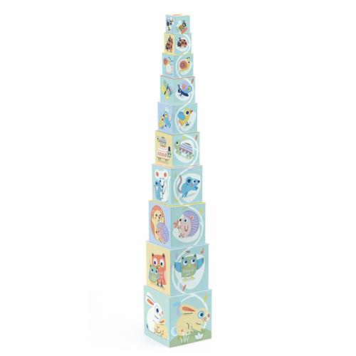 Se Djeco Baby White Bloki Stacking Blocks | Blå | 1-2 years ved Babyshop