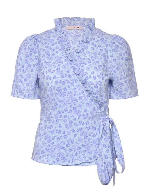 Se A-View Peony Wrap Blouse A-View Blue ved Booztlet