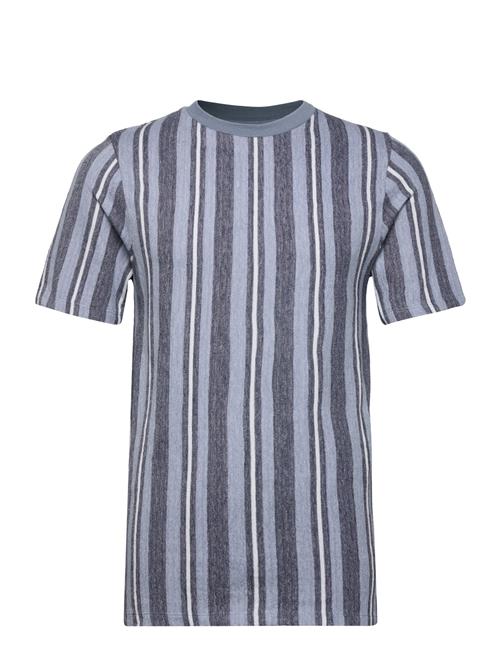 Lindbergh Towel Striped O-Neck Tee S/S Lindbergh Blue