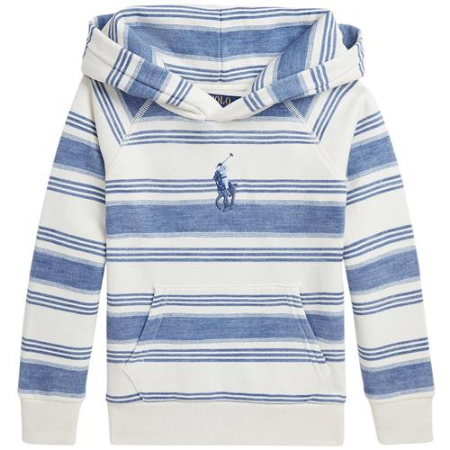 Se Ralph Lauren Stribet Hættetrøje Patina | Blå | 102-108 cm ved Babyshop