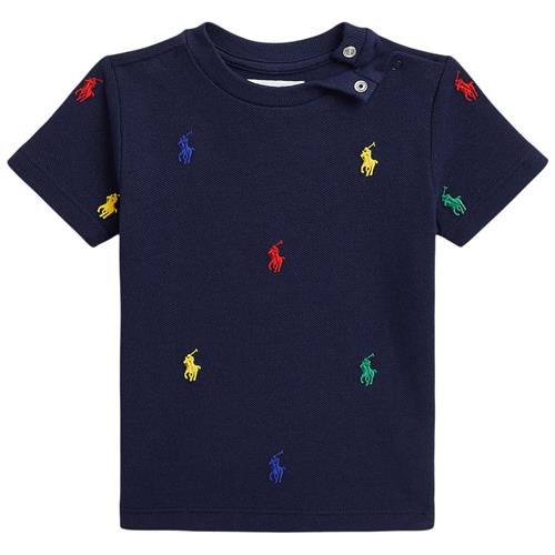 Se Ralph Lauren Broderet Logo Baby T-shirt Navyblå | Marine blå | 6 months ved Babyshop