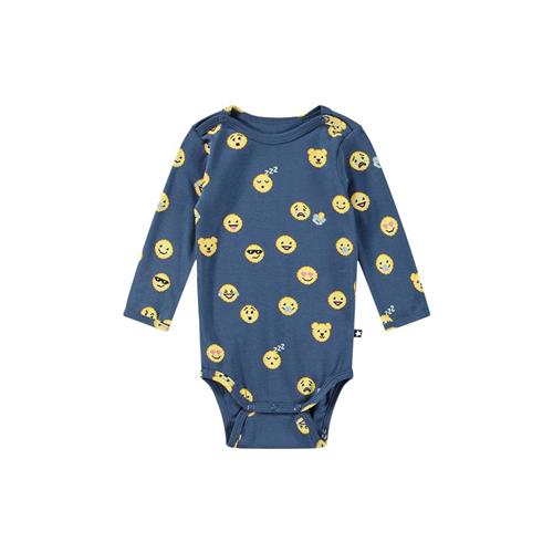 Molo GOTS Foss Babybody Pixel Smiles | Blå | 74 cm