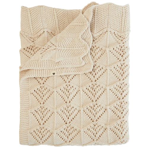 Se BIBS Wavy Strikket Tæppe Elfenben | Hvid | 0-3 ved Babyshop