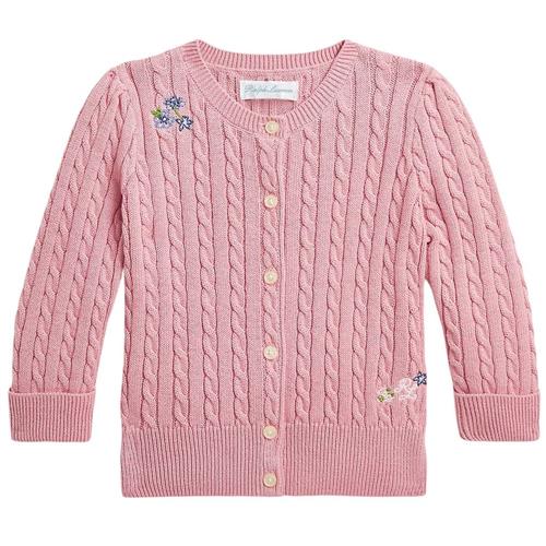 Se Ralph Lauren Kabelstrikket Babycardigan Tickled Pink | Lyserød | 12 months ved Babyshop