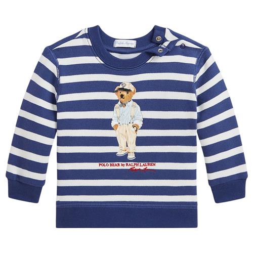 Se Ralph Lauren Stribet Baby Sweatshirt Lys Navy | Blå | 12 months ved Babyshop