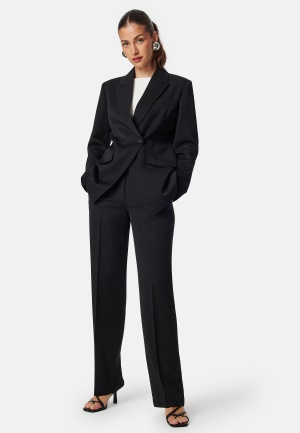 Se BUBBLEROOM Mid Waist Suit Trousers Black 34 ved Bubbleroom