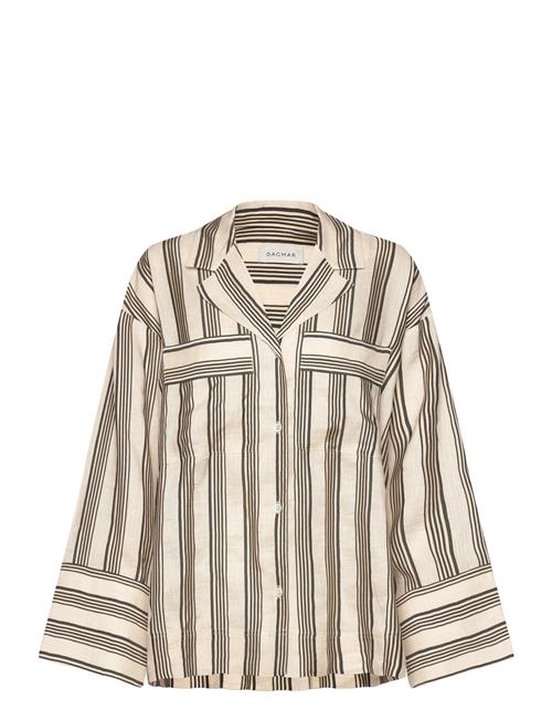 Se House Of Dagmar Striped Pyjama Shirt House Of Dagmar Beige ved Booztlet