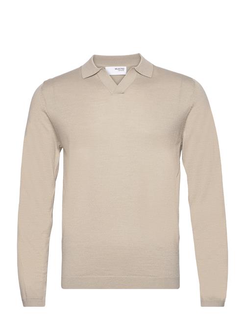 Se Selected Homme Slhtown Ls Knit Open Polo Selected Homme Cream ved Booztlet