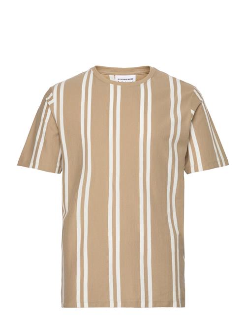 Lindbergh Striped Piqué Tee S/S Lindbergh Beige